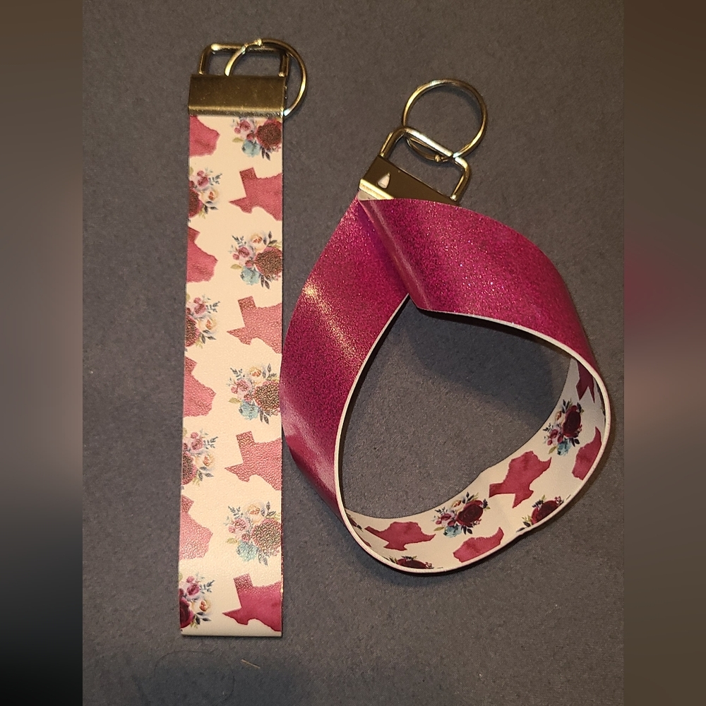 Dark Pink Texas keychain wristlet